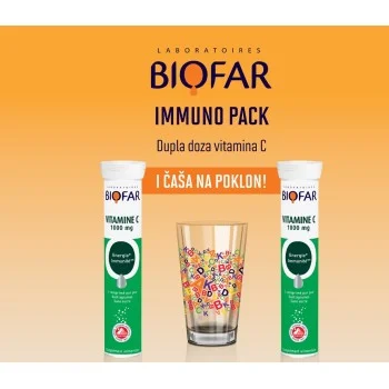BIOFAR VITAMIN C 1000mg 2x20 ŠUMEĆIH TABLETA + POKLON BIOFAR ČAŠA
