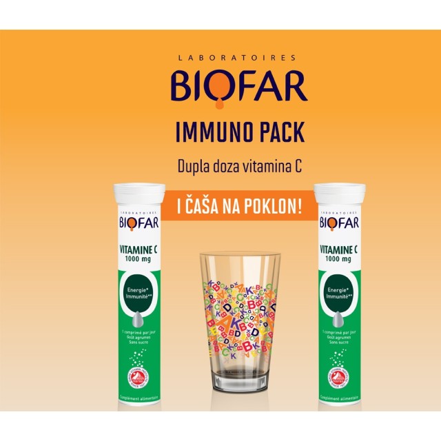 BIOFAR VITAMIN C 1000mg 2x20 ŠUMEĆIH TABLETA + POKLON BIOFAR ČAŠA