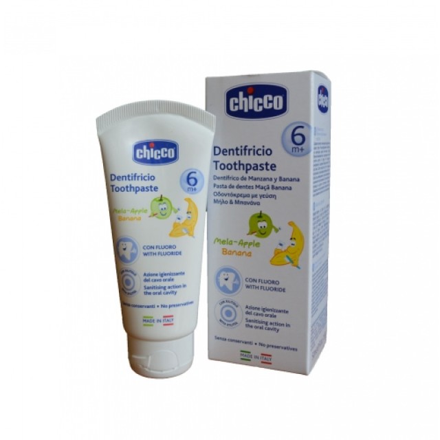 CHICCO PASTA ZA ZUBE UKUS JABUKE I BANANE - Online Apoteka CHICCO PASTA ZA ZUBE UKUS JABUKE I BANANE
