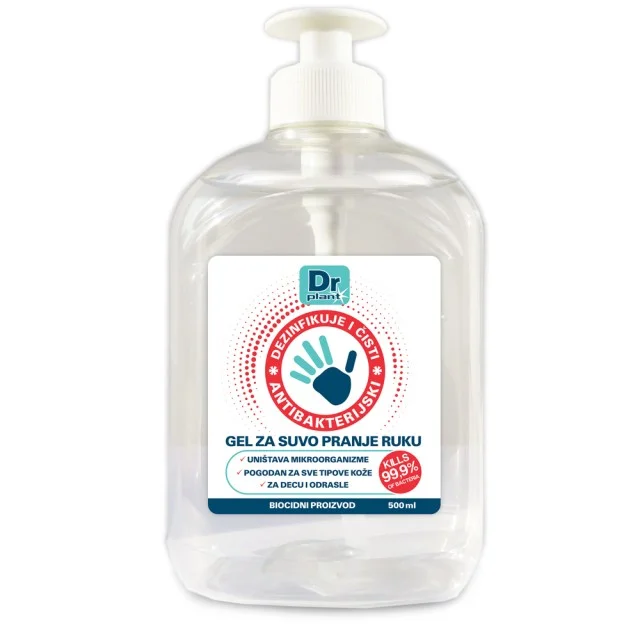 DR PLANT ANTIBAKTERIJSKI GEL ZA SUVO PRANJE RUKU 500ml - Online Apoteka DR PLANT ANTIBAKTERIJSKI GEL ZA SUVO PRANJE RUKU 500ml
