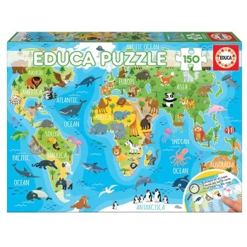 EDUCA SLAGALICA ŽIVOTINJSKA MAPA SVETA 150 DELOVA