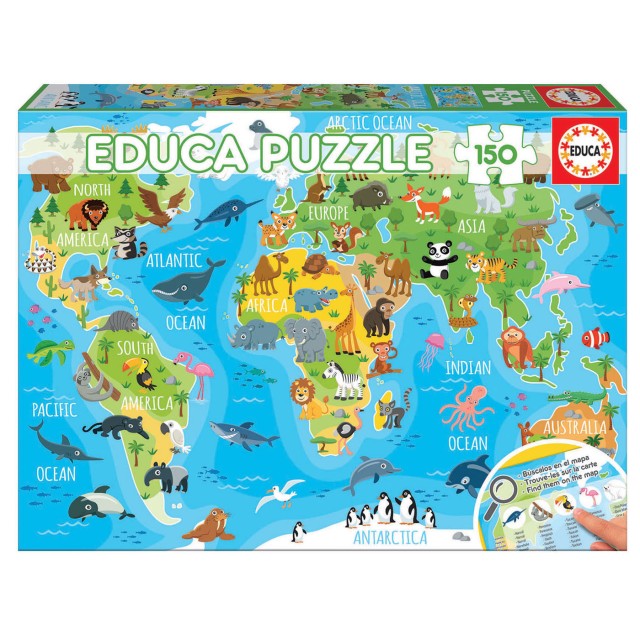 EDUCA SLAGALICA ŽIVOTINJSKA MAPA SVETA 150 DELOVA - Online Apoteka EDUCA SLAGALICA ŽIVOTINJSKA MAPA SVETA 150 DELOVA