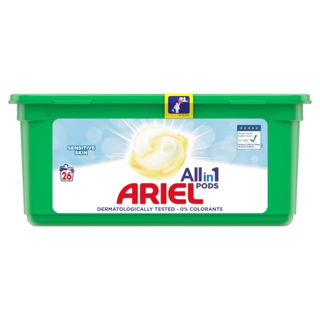 ARIEL KAPSULE ZA PRANJE VEŠA SENSITIVE SKIN ALL IN 1 - 26 PRANJA