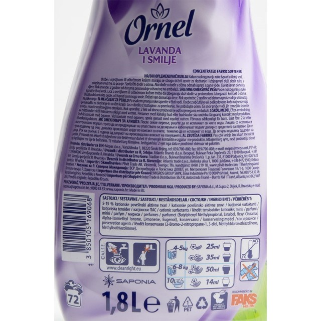 ORNEL LAVANDA I SMILJE OMEKŠIVAČ 1800ML