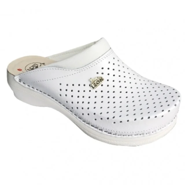 LEON ŽENSKE KLOMPE PU100 BELE