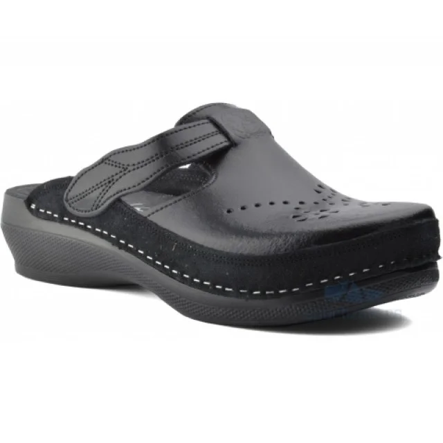 LEON ŽENSKE KLOMPE PU156 CRNE