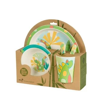 BIGBAMBOO SET ZA HRANJENJE OD BAMBUSA - DINO (5 DELOVA) 