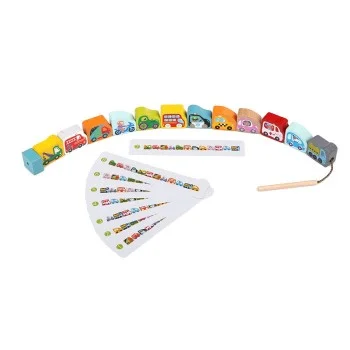 CUBIKA DRVENA IGRAČKA NIZANJE PERLI - AUTOMOBILI - 13 ELEMENATA