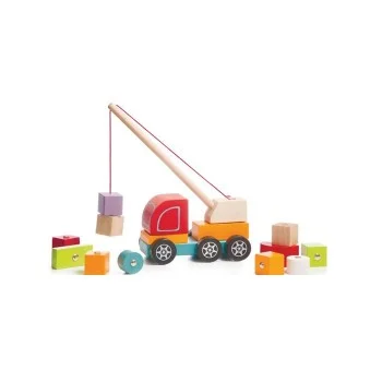 DRVENI KAMION KRAN - 11 ELEMENATA CUBIKA