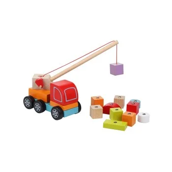 DRVENI KAMION KRAN - 11 ELEMENATA CUBIKA