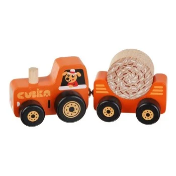 TRAKTOR DRVENA IGRAČKA SA MAGNETOM 3 ELEMENTA CUBIKA