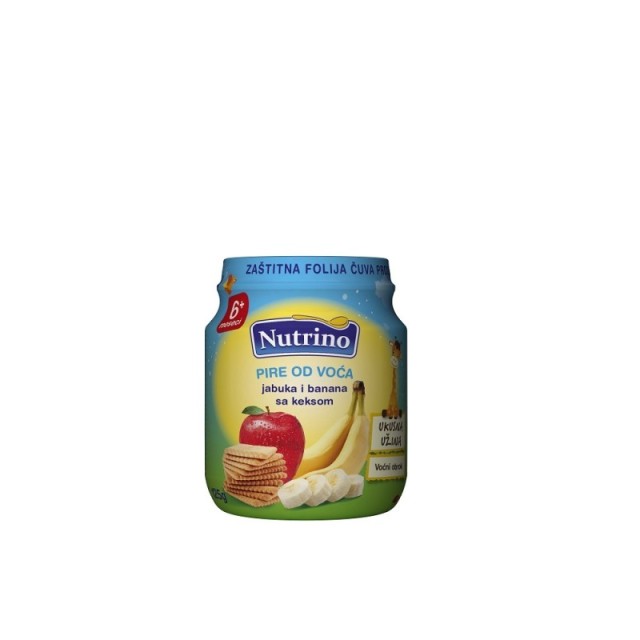NUTRINO PIRE OD VOĆA JABUKA I BANANA SA KEKSOM 125G - Online Apoteka NUTRINO PIRE OD VOĆA JABUKA I BANANA SA KEKSOM 125G