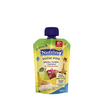 NUTRINO VOĆNI PIRE JABUKA KRUŠKA I BANANA SA ŽITARICAMA 100G