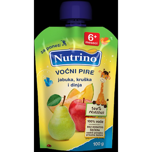 NUTRINO VOĆNI PIRE JABUKA KRUŠKA I DINJA 100g - Online Apoteka NUTRINO VOĆNI PIRE JABUKA KRUŠKA I DINJA 100g
