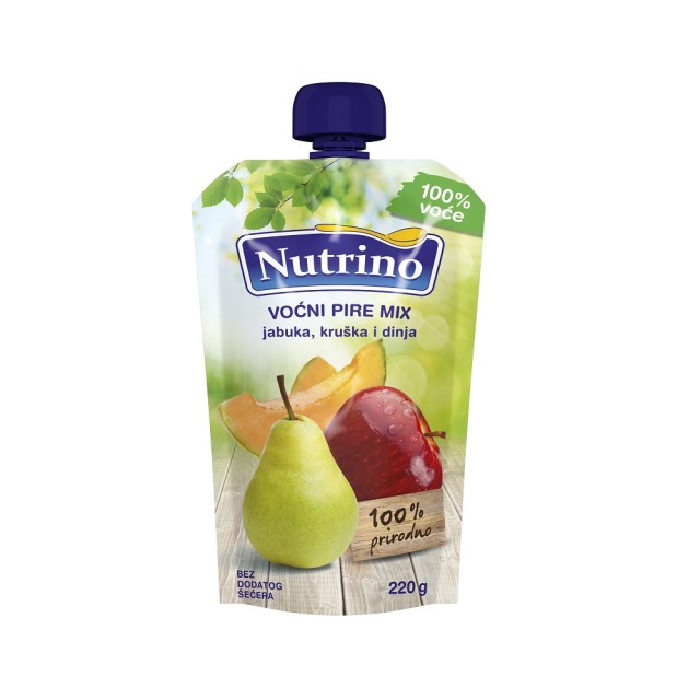 NUTRINO VOĆNI PIRE MIX JABUKA, KRUŠKA I DINJA 220G - Online Apoteka NUTRINO VOĆNI PIRE MIX JABUKA, KRUŠKA I DINJA 220G