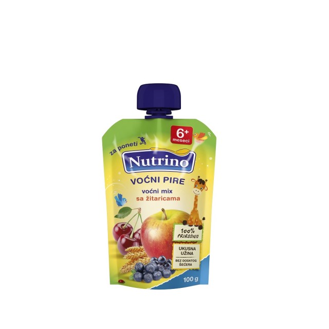 NUTRINO VOĆNI PIRE VOĆNI MIX SA ŽITARICAMA 100G - Online Apoteka NUTRINO VOĆNI PIRE VOĆNI MIX SA ŽITARICAMA 100G