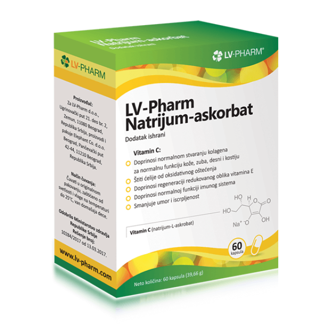 LV PHARM NATRUJUM ASKORBAT KAPSULE - Online Apoteka LV PHARM NATRUJUM ASKORBAT KAPSULE