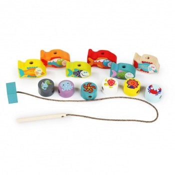 CUBIKA DRVENA IGRAČKA NIZANJE PERLI - RIBICE