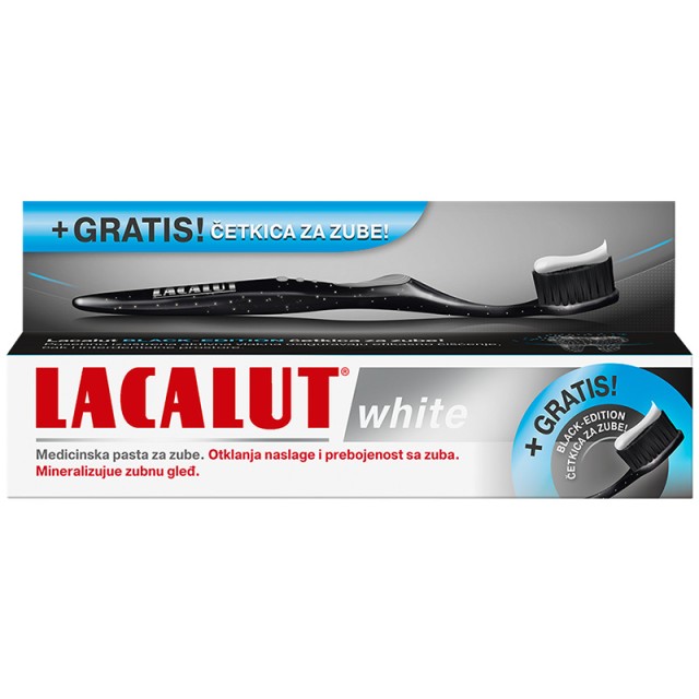 LACALUT WHITE PASTA ZA ZUBE + CRNA ČETKICA GRATIS - Online Apoteka LACALUT WHITE PASTA ZA ZUBE + CRNA ČETKICA GRATIS