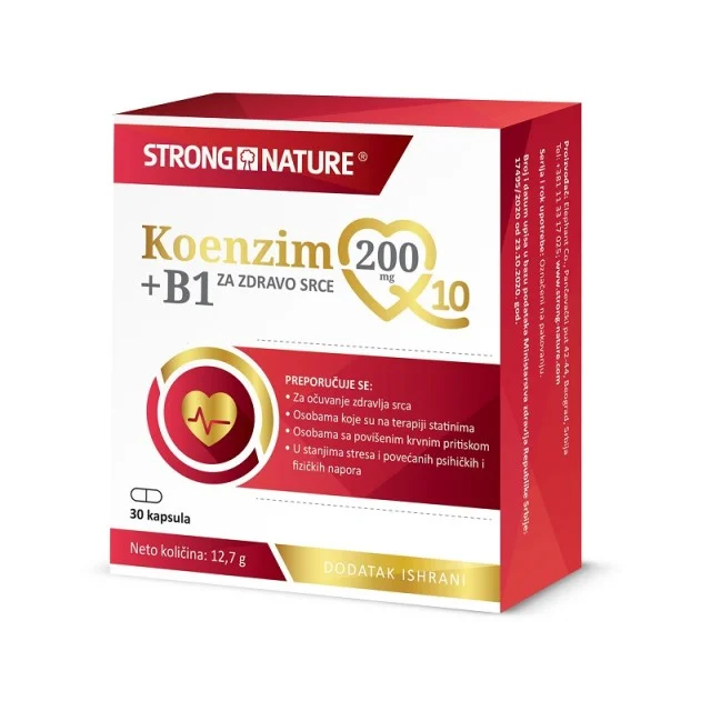 STRONG NATURE KOENZIM Q10 200 MG+B1, 30 KAPSULA - Online Apoteka STRONG NATURE KOENZIM Q10 200 MG+B1, 30 KAPSULA