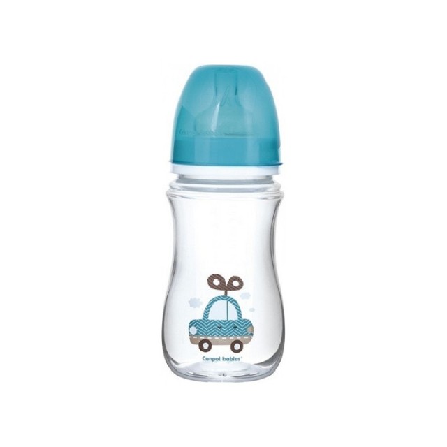 CANPOL BABY FLAŠICA ŠIROKI VRAT ANTIKOLIK EASY START - TOYS CAR (PLAVA) 240ML