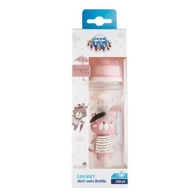 CANPOL BABY FLAŠICA ŠIROKI VRAT - BONJOUR PARIS PINK 240ML - Online Apoteka CANPOL BABY FLAŠICA ŠIROKI VRAT - BONJOUR PARIS PINK 240ML