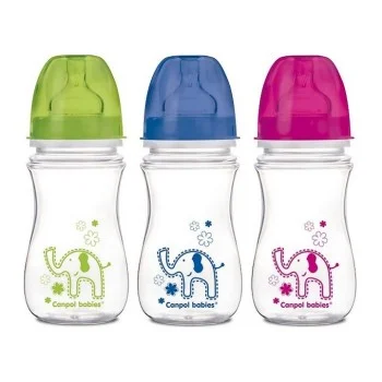 CANPOL BABY FLAŠICA ŠIROKI VRAT ANTIKOLIK EASY START - COLORFUL ANIMALS - PLAVA 240ML