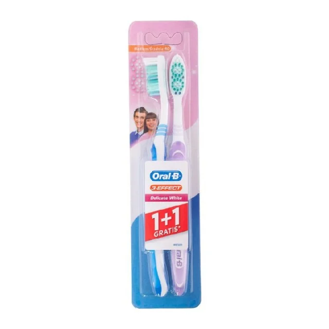 ORAL B DELICATE WHITE 40 MEDUIM ČETKICA ZA ZUBE + 1 GRATIS - Online Apoteka ORAL B DELICATE WHITE 40 MEDUIM ČETKICA ZA ZUBE + 1 GRATIS