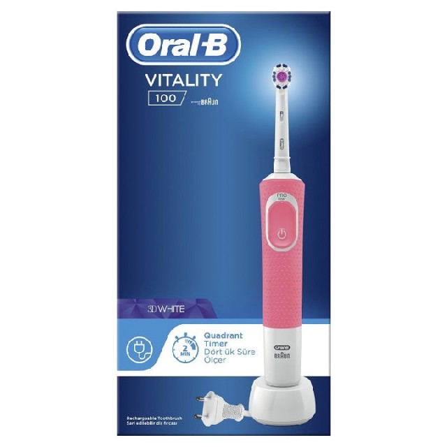ORAL-B POWER D100 VITALITY 3D WHITE PINK - Online Apoteka ORAL-B POWER D100 VITALITY 3D WHITE PINK