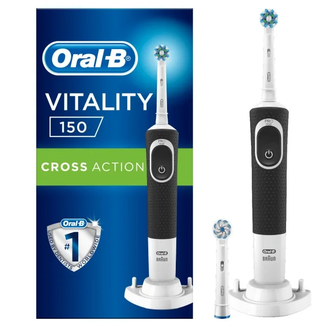 ORAL B D150 VITALITY CROSS ACTION BLACK BOX ELEKTRIČNA ČETKICA ZA ZUBE - Online Apoteka ORAL B D150 VITALITY CROSS ACTION BLACK BOX ELEKTRIČNA ČETKICA ZA ZUBE