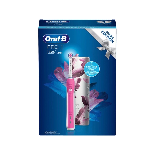ORAL B PRO1 750 PINK ELEKTRIČNA ČETKICA ZA ZUBE PLUS PUTNA TORBICA - Online Apoteka ORAL B PRO1 750 PINK ELEKTRIČNA ČETKICA ZA ZUBE PLUS PUTNA TORBICA