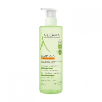 A-DERMA EXOMEGA CONTROL 2U1 EMOLIJENTNI GEL ZA ČIŠĆENJE 500ML - Preparat za suvu kožu za odojčad i decu A-DERMA EXOMEGA CONTROL 2U1 EMOLIJENTNI GEL ZA ČIŠĆENJE 500ML - Preparat za suvu kožu za odojčad i decu
