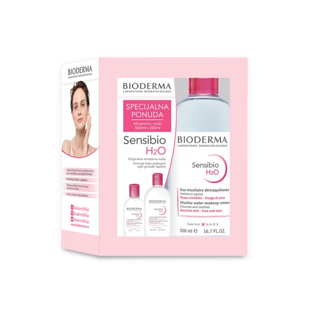 BIODERMA SET SENSIBIO H2O MICELARNI RASTVOR 500ML+250ML BIODERMA SET SENSIBIO H2O MICELARNI RASTVOR 500ML+250ML