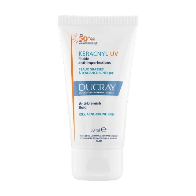 DUCRAY KERACNYL UV SPF 50+ FLUID PROTIV NEPRAVILNOSTI 50ML - Preparat za masnu kožu sklonu stvaranju akni DUCRAY KERACNYL UV SPF 50+ FLUID PROTIV NEPRAVILNOSTI 50ML - Preparat za masnu kožu sklonu stvaranju akni