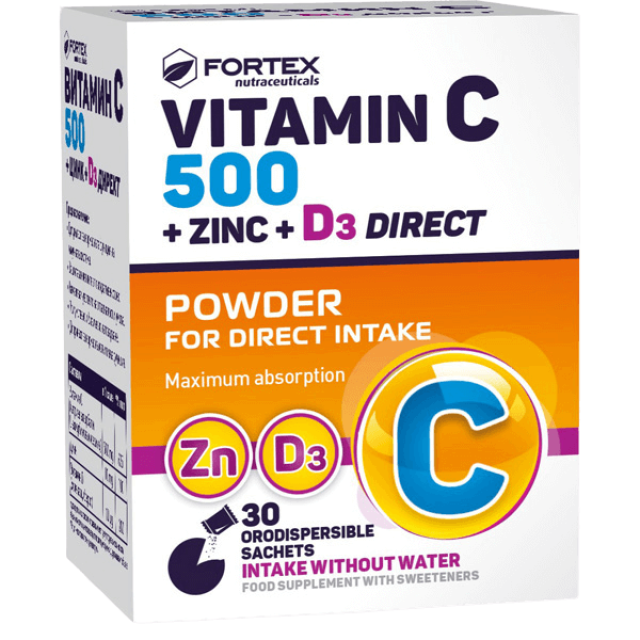 FORTEX Zn + D3 + VITAMIN C 500 DIRECT FORTEX Zn + D3 + VITAMIN C 500 DIRECT