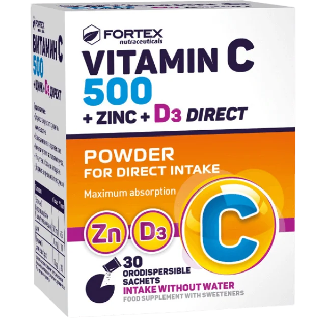 FORTEX Zn + D3 + VITAMIN C 500 DIRECT FORTEX Zn + D3 + VITAMIN C 500 DIRECT
