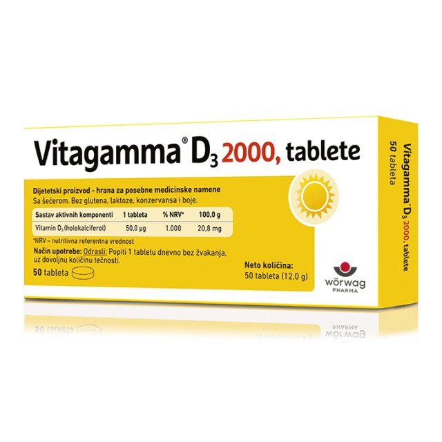 VITAGAMMA D3 2000 TABLETA - Preparat za normalnu funkciju kostiju i mi&scaron;ića