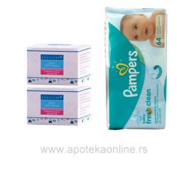 BABY SOFT CREAM (2 PAKOVANJA) PLUS  PAMPERS FRESH CLEAN  MARAMICE GRATIS