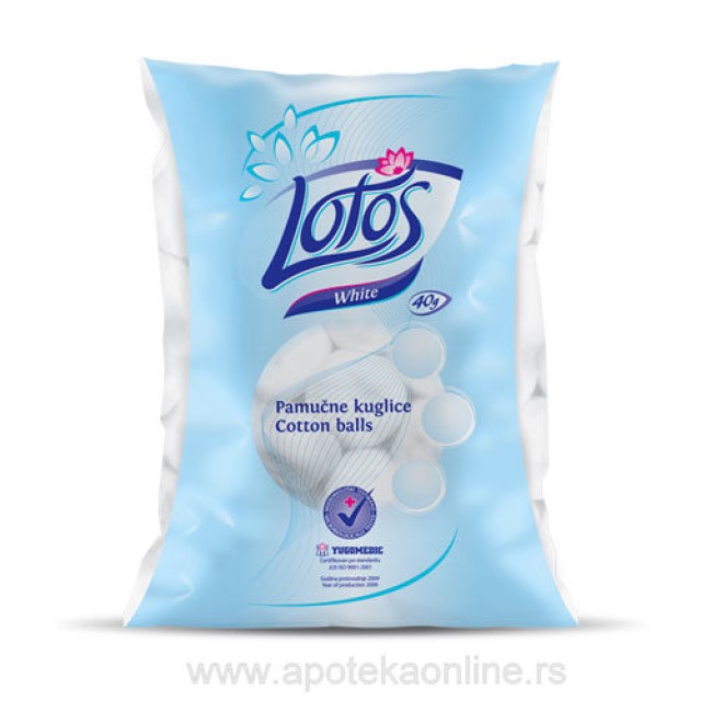 LOTOS BELE PAMUČNE KUGLICE, 100%  PAMUK- 40G