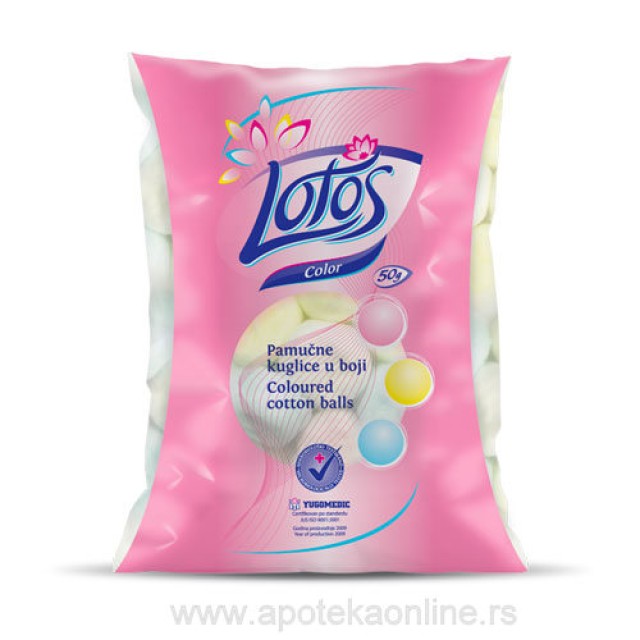 LOTOS COLOR PAMUČNE KUGLICE, 100% PAMUK- 50G - Online Apoteka LOTOS COLOR PAMUČNE KUGLICE, 100% PAMUK- 50G