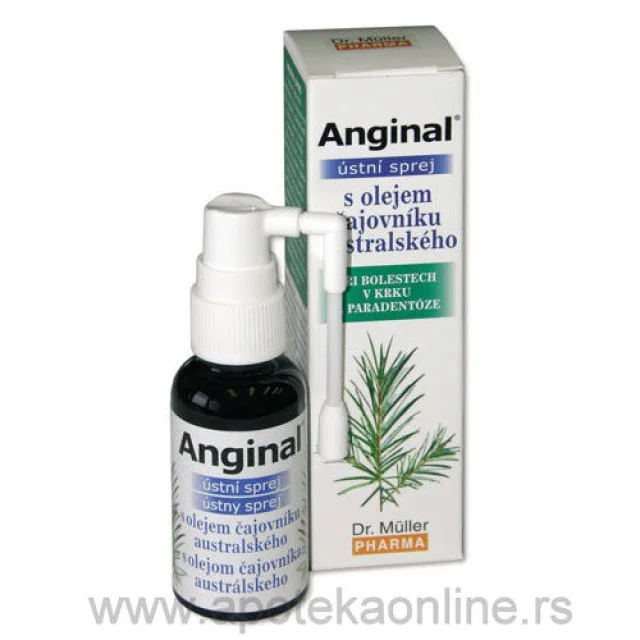 ANGINAL SPREJ ZA USTA SA ULJEM ČAJEVCA - Online Apoteka ANGINAL SPREJ ZA USTA SA ULJEM ČAJEVCA
