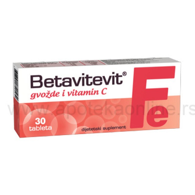 BETAVITEVIT GVOŽĐE SA VITAMINOM C TABLETE - Online Apoteka BETAVITEVIT GVOŽĐE SA VITAMINOM C TABLETE