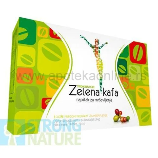 STRONG NATURE ZELENA KAFA NAPITAK ZA MRŠAVLJENJE 14x9.14gr - Online Apoteka STRONG NATURE ZELENA KAFA NAPITAK ZA MRŠAVLJENJE 14x9.14gr
